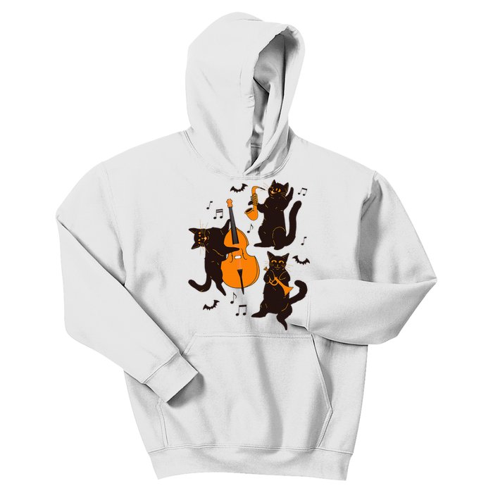 Halloween Funny Band Musical Cats Cello Trumpet Kids Hoodie