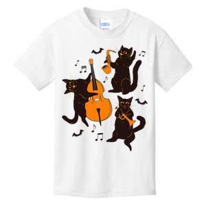 Halloween Funny Band Musical Cats Cello Trumpet Kids T-Shirt