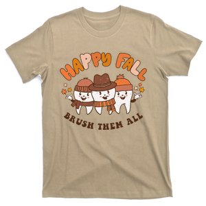 Happy Fall Brush Them All Dentist Teeth Thanksgiving Squad T-Shirt