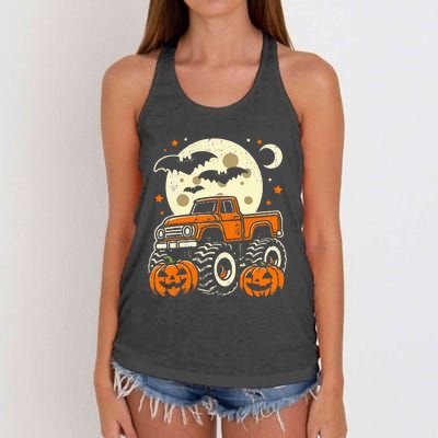 Halloween For Boy Monster Truck Pumpkin Halloween Women's Knotted Racerback Tank