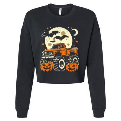 Halloween For Boy Monster Truck Pumpkin Halloween Cropped Pullover Crew