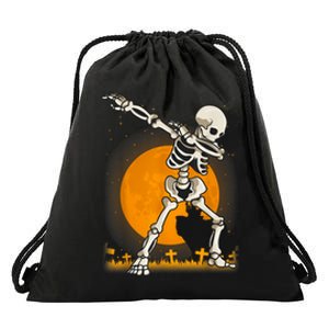 Halloweens For Boy Girl Dabbing Skeleton Costume Drawstring Bag