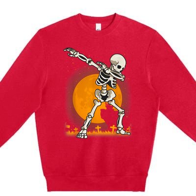 Halloweens For Boy Girl Dabbing Skeleton Costume Premium Crewneck Sweatshirt