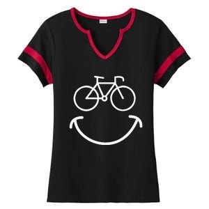 Happy Face Bike Cycling And Cyclist Ladies Halftime Notch Neck Tee