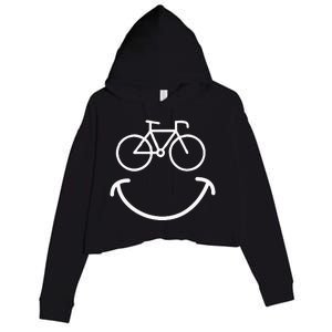 Happy Face Bike Cycling And Cyclist Crop Fleece Hoodie