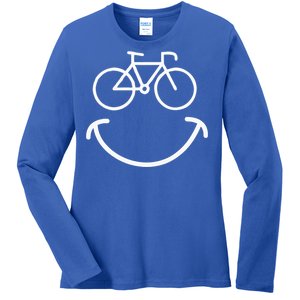 Happy Face Bike Cycling And Cyclist Ladies Long Sleeve Shirt