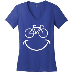 Happy Face Bike Cycling And Cyclist Women's V-Neck T-Shirt