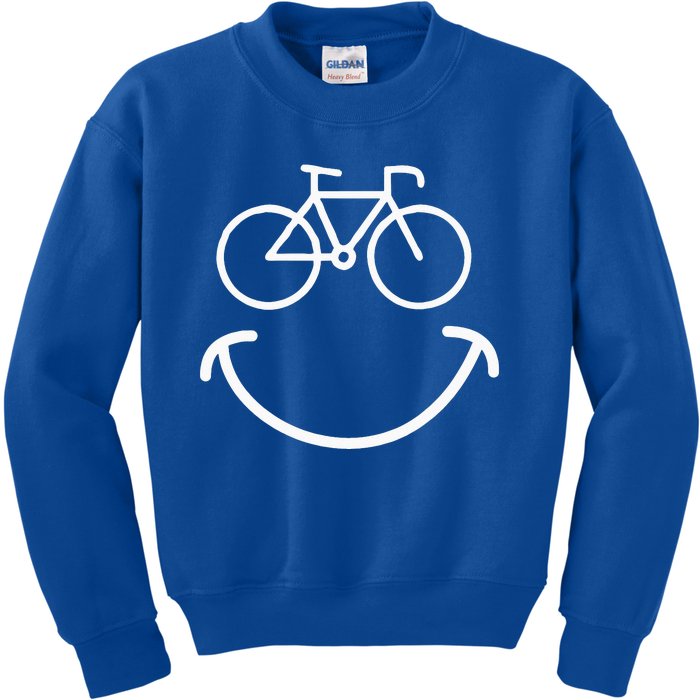 Happy Face Bike Cycling And Cyclist Kids Sweatshirt