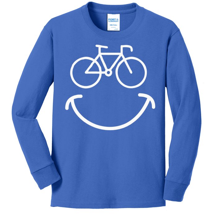 Happy Face Bike Cycling And Cyclist Kids Long Sleeve Shirt