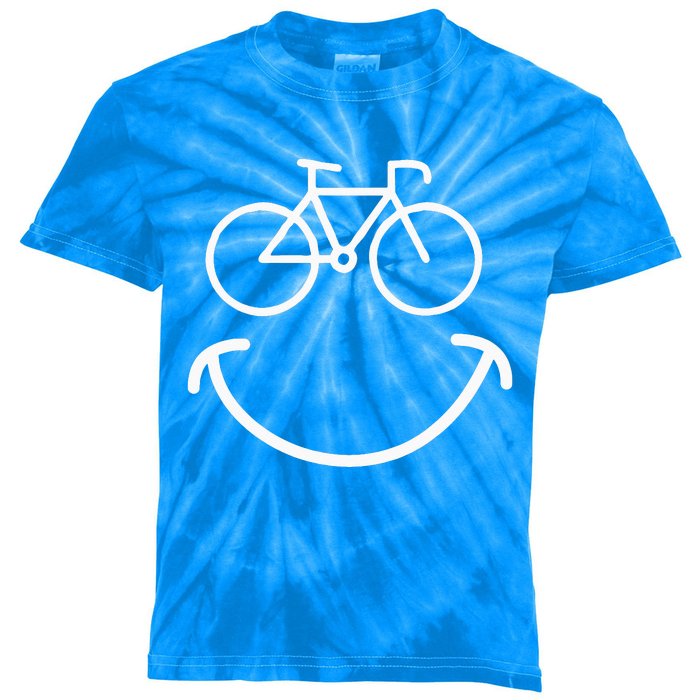 Happy Face Bike Cycling And Cyclist Kids Tie-Dye T-Shirt