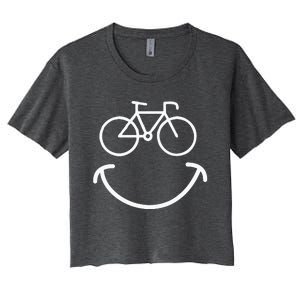 Happy Face Bike Cycling And Cyclist Women's Crop Top Tee