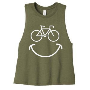 Happy Face Bike Cycling And Cyclist Women's Racerback Cropped Tank