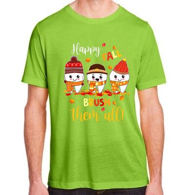 Happy Fall Brush Them All Dental Dentist Squad Thanksgiving Adult ChromaSoft Performance T-Shirt