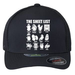 Halloween Funny Boo Sheet Ghost The Sheet List Gift Flexfit Unipanel Trucker Cap