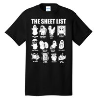 Halloween Funny Boo Sheet Ghost The Sheet List Gift Tall T-Shirt