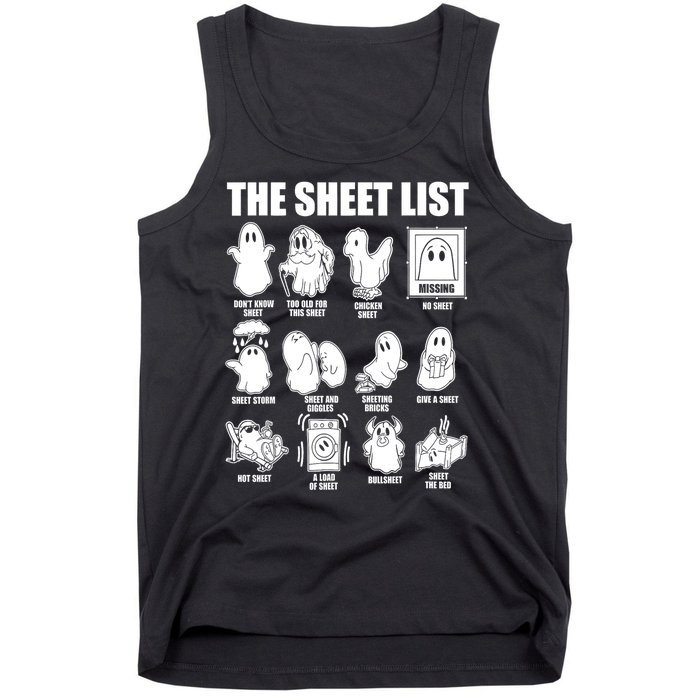 Halloween Funny Boo Sheet Ghost The Sheet List Gift Tank Top