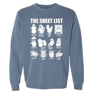 Halloween Funny Boo Sheet Ghost The Sheet List Gift Garment-Dyed Sweatshirt