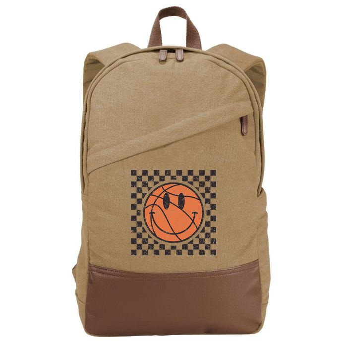 Happy Face Basketball Lover Smile Face Funny Smiling Cotton Canvas Backpack