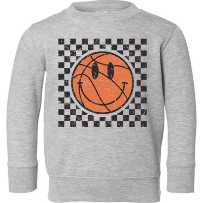 Happy Face Basketball Lover Smile Face Funny Smiling Toddler Sweatshirt