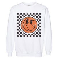 Happy Face Basketball Lover Smile Face Funny Smiling Garment-Dyed Sweatshirt