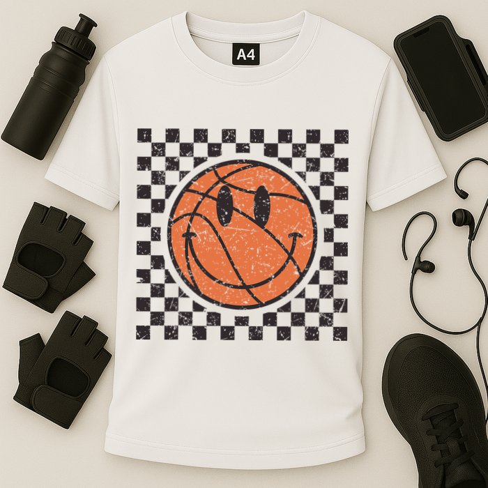 Happy Face Basketball Lover Smile Face Funny Smiling Performance Shirt