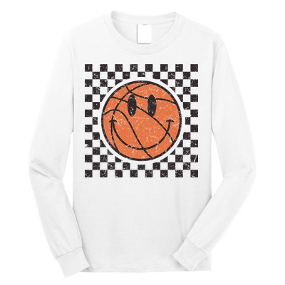 Happy Face Basketball Lover Smile Face Funny Smiling Long Sleeve Shirt