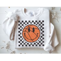 Happy Face Basketball Lover Smile Face Funny Smiling Sweatshirt