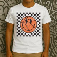 Happy Face Basketball Lover Smile Face Funny Smiling T-Shirt