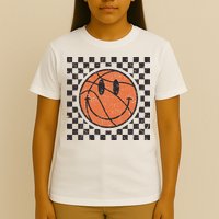 Happy Face Basketball Lover Smile Face Funny Smiling T-Shirt