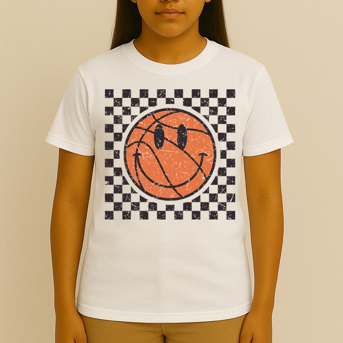 Happy Face Basketball Lover Smile Face Funny Smiling T-Shirt