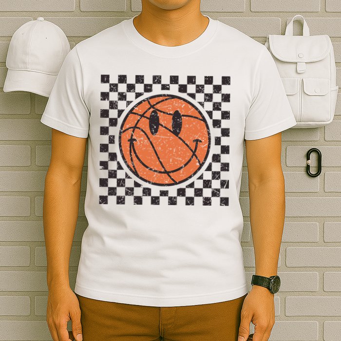 Happy Face Basketball Lover Smile Face Funny Smiling T-Shirt