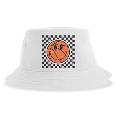 Happy Face Basketball Lover Smile Face Funny Smiling Sustainable Bucket Hat