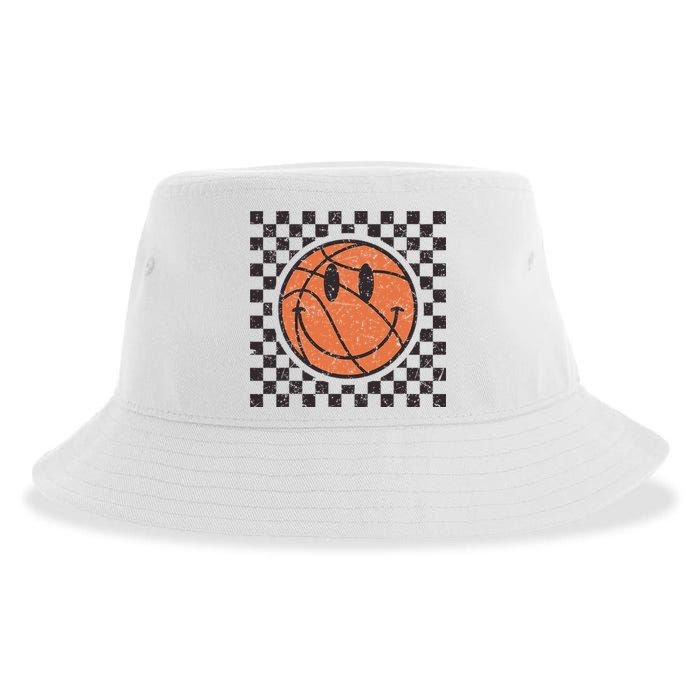 Happy Face Basketball Lover Smile Face Funny Smiling Sustainable Bucket Hat