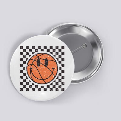 Happy Face Basketball Lover Smile Face Funny Smiling Button