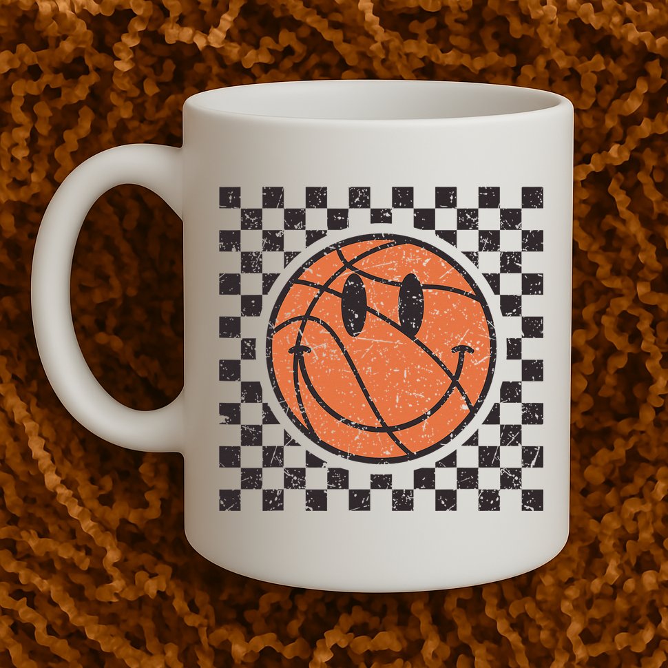 Happy Face Basketball Lover Smile Face Funny Smiling Mug