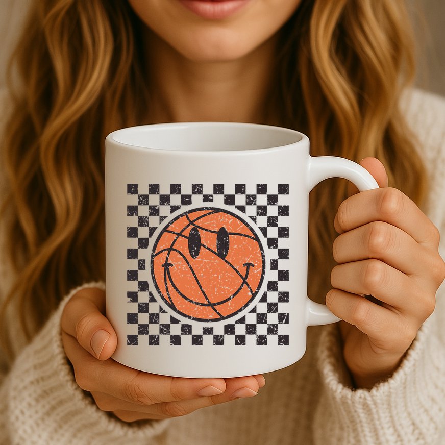 Happy Face Basketball Lover Smile Face Funny Smiling Mug