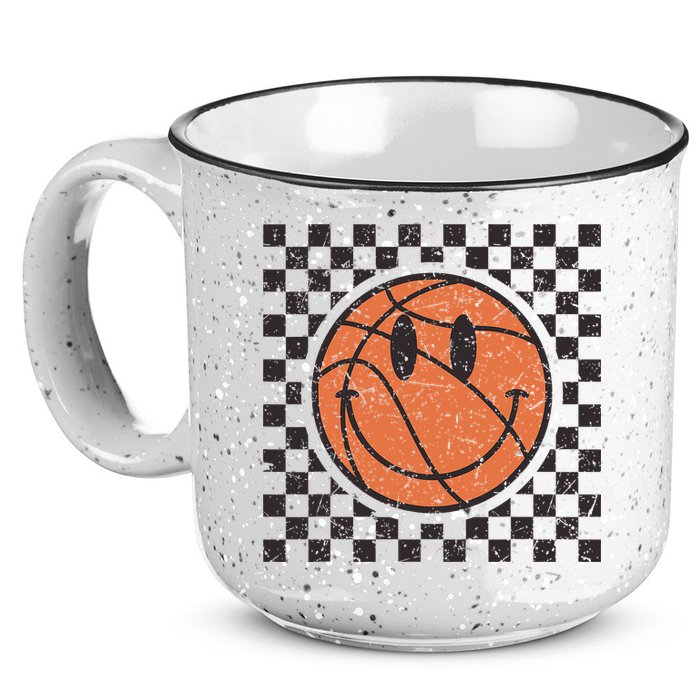 Happy Face Basketball Lover Smile Face Funny Smiling 15oz Campfire Ceramic Mug