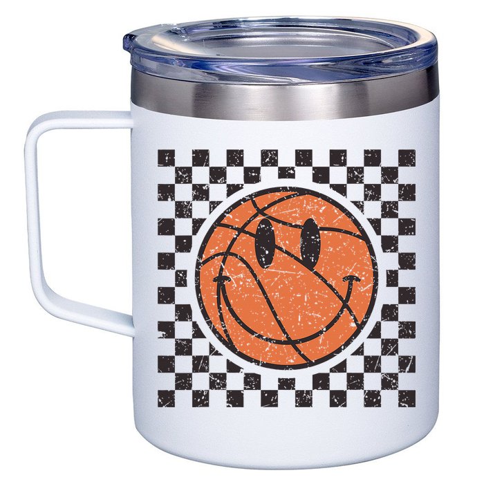 Happy Face Basketball Lover Smile Face Funny Smiling 12oz Stainless Steel Coffee Mug