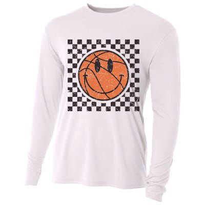 Happy Face Basketball Lover Smile Face Funny Smiling Cooling Performance Long Sleeve Crew