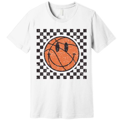 Happy Face Basketball Lover Smile Face Funny Smiling Premium T-Shirt