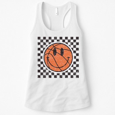 Happy Face Basketball Lover Smile Face Funny Smiling Womens Tank Top