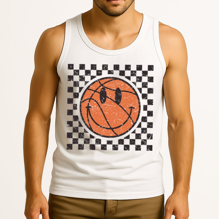 Happy Face Basketball Lover Smile Face Funny Smiling Tank Top