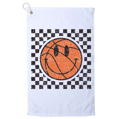 Happy Face Basketball Lover Smile Face Funny Smiling Golf Towel