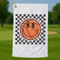 Happy Face Basketball Lover Smile Face Funny Smiling Golf Towel
