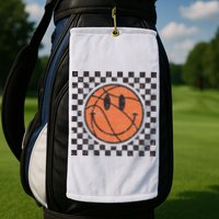 Happy Face Basketball Lover Smile Face Funny Smiling Golf Towel