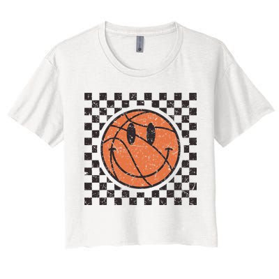 Happy Face Basketball Lover Smile Face Funny Smiling Crop Top