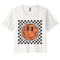 Happy Face Basketball Lover Smile Face Funny Smiling Crop Top