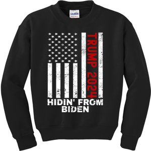 Hidin From Biden Trump 2024 Flag Anti Joe Biden Kids Sweatshirt