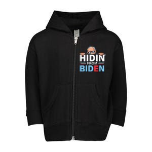 Hidin From Biden Funny Toddler Zip Fleece Hoodie