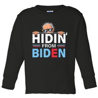 Hidin From Biden Funny Toddler Long Sleeve Shirt